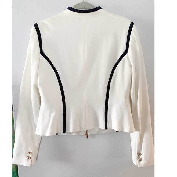 Cache creamy white and dark navy blue trimmed zipper jacket - Picture 2 of 4